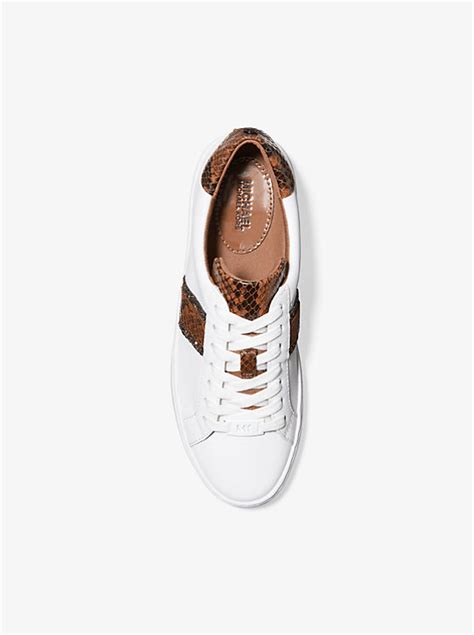 michael kors irving snake-embossed leather stripe sneaker review|Michael Kors Irving Stripe Lace.